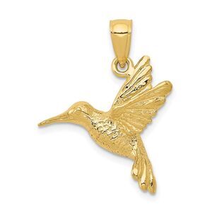 14k Yellow Gold 2D Polished Hummingbird Pendant